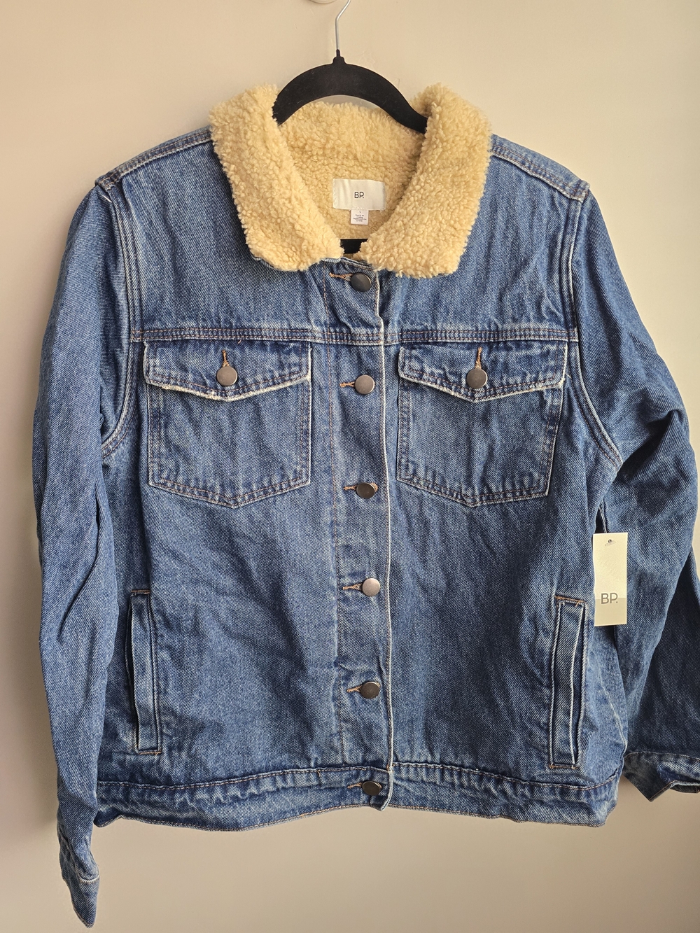 bp Blue Denim Jacket with Cream Sherpa Collar